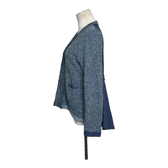 Angel of the North blue grey knit tweed zipper cardigan sweater size small - Picture 2 of 14